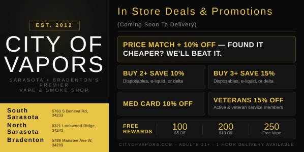 City of Vapors (South Sarasota) Online Shopping