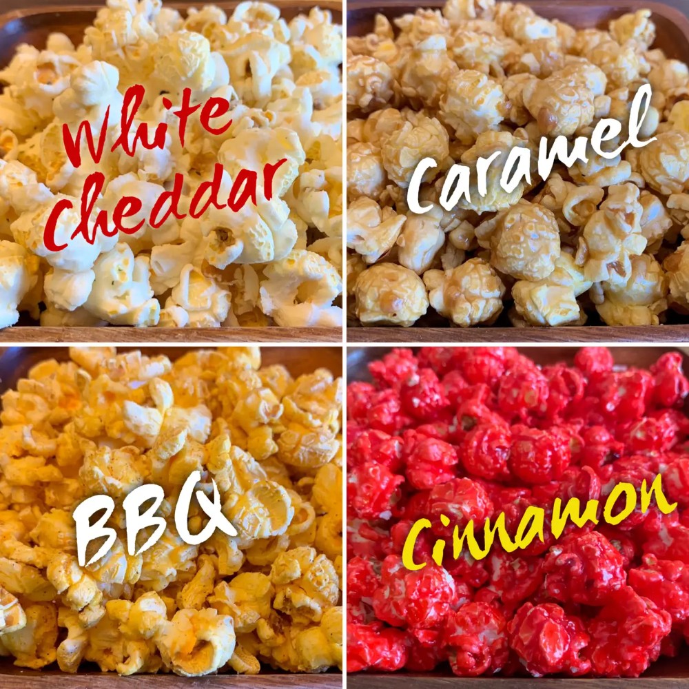 Popculture Gourmet Popcorn - TAILGATE - WHITE CHEDDAR, CARAMEL, BBQ, CINNAMON