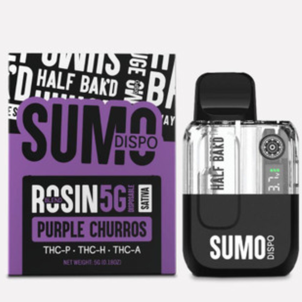 Half Bak'd Sumo Dispo Rosin 5G Sativa Purple Churros THC-P. THC-H. THC-8 — thc products at Marietta Vapes smoke shop in Marietta, GA