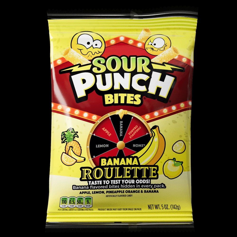 Sour Punch Bites Banana Roulette Apple, Lemon , Pineapple Orange& Banana — candy snacks at Marietta Vapes smoke shop in Marietta, GA