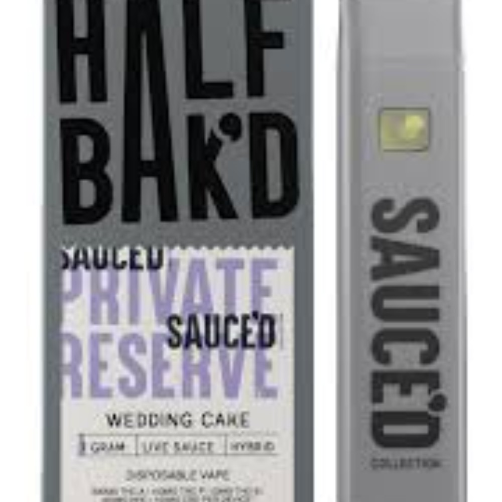 Half Bak'd Private Reserve Sauce'd 1 Gram Wedding Cake Hybrid Live Sauce — thc products at Marietta Vapes smoke shop in Marietta, GA