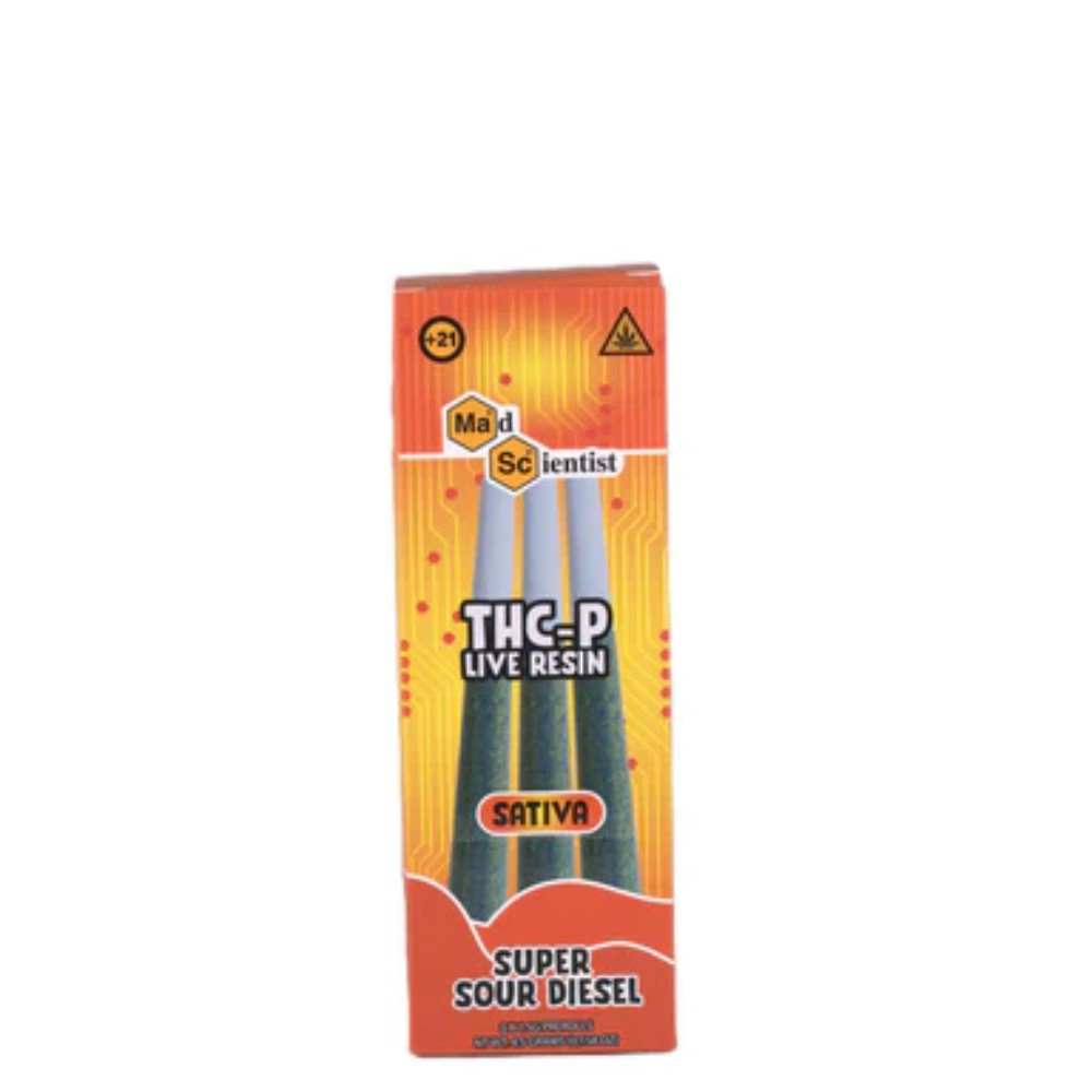 Mad Scientist THC-P Live Resin Sativa Super Sour Diesel 3x1.5G Pre-Rolls — thc products at Marietta Vapes smoke shop in Marietta, GA