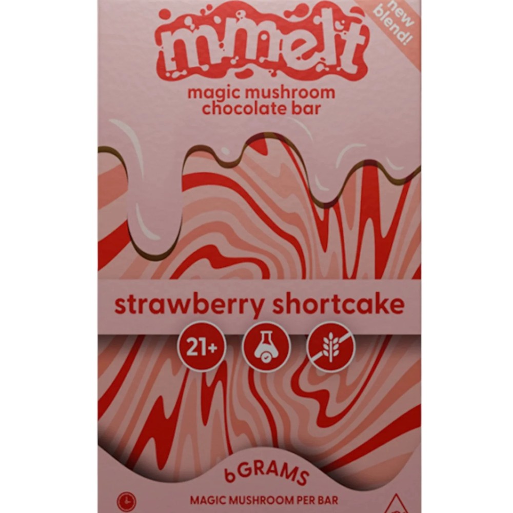 Mmelt Magic Mushroom Chocolate Bar Strawberry Shortcake 6G 10 Pcs Per Bar — mushrooms at Marietta Vapes smoke shop in Marietta, GA