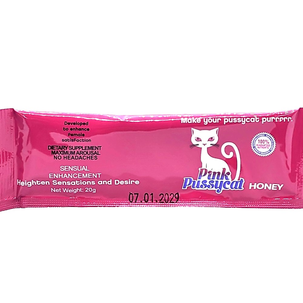 Pink Pussycat Honey Single Sachet Packet 20 g Sensual Enhancement Dietarty Supplement Maximum Arousal No Headaches — mood supplements at Marietta Vapes smoke shop in Marietta, GA