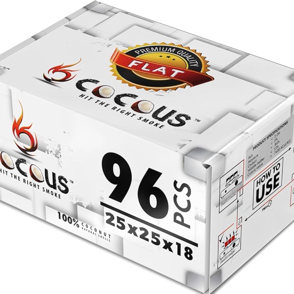 Cocous Flats 100% Cocout Natural shells 25x25x18 mm — coals hookah accessories at Marietta Vapes smoke shop in Marietta, GA