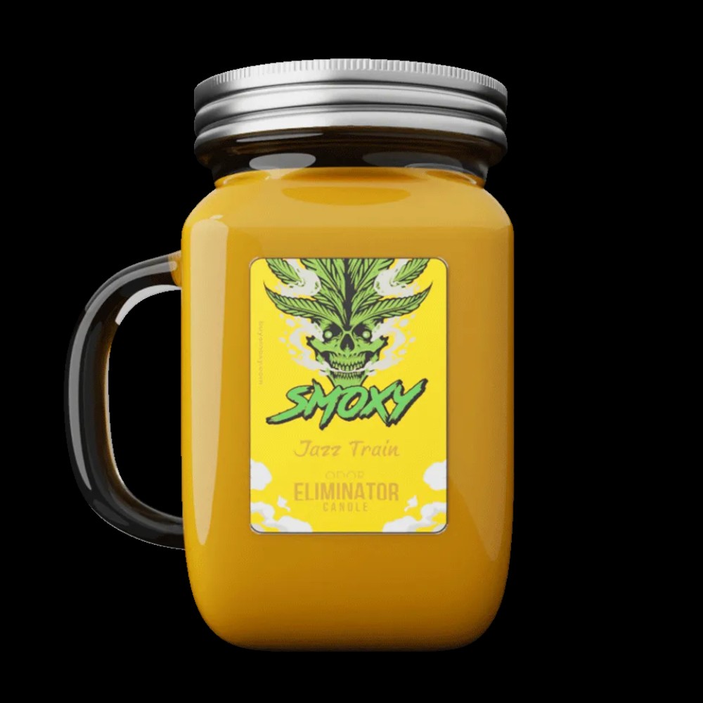 Smoxy purple Jazz Train eliminator candle — smoke repellent at Marietta Vapes smoke shop in Marietta, GA