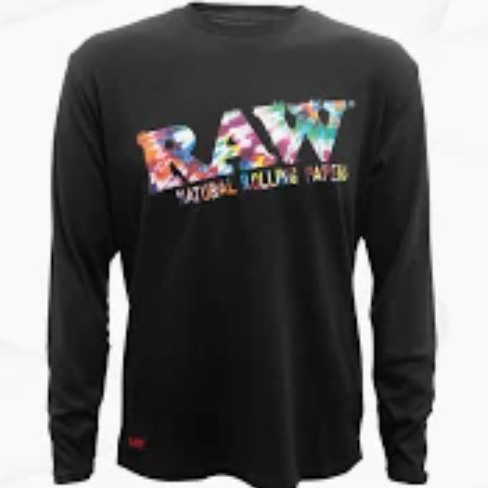 Raw Black and Tie Dye Long Sleeve Crew Neck With Zipper On Side Size Large — bags accessories at Marietta Vapes smoke shop in Marietta, GA