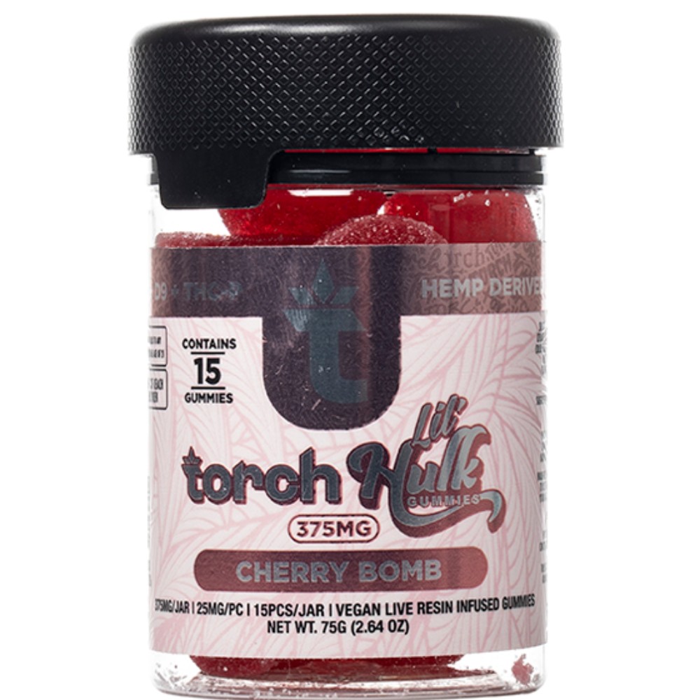 Torch Lil' Hulk Gummies Cherry Bomb 15 Gummies 375mg 25mg/PC HHC+D9 + THCP Hemp Derived — thc products at Marietta Vapes smoke shop in Marietta, GA