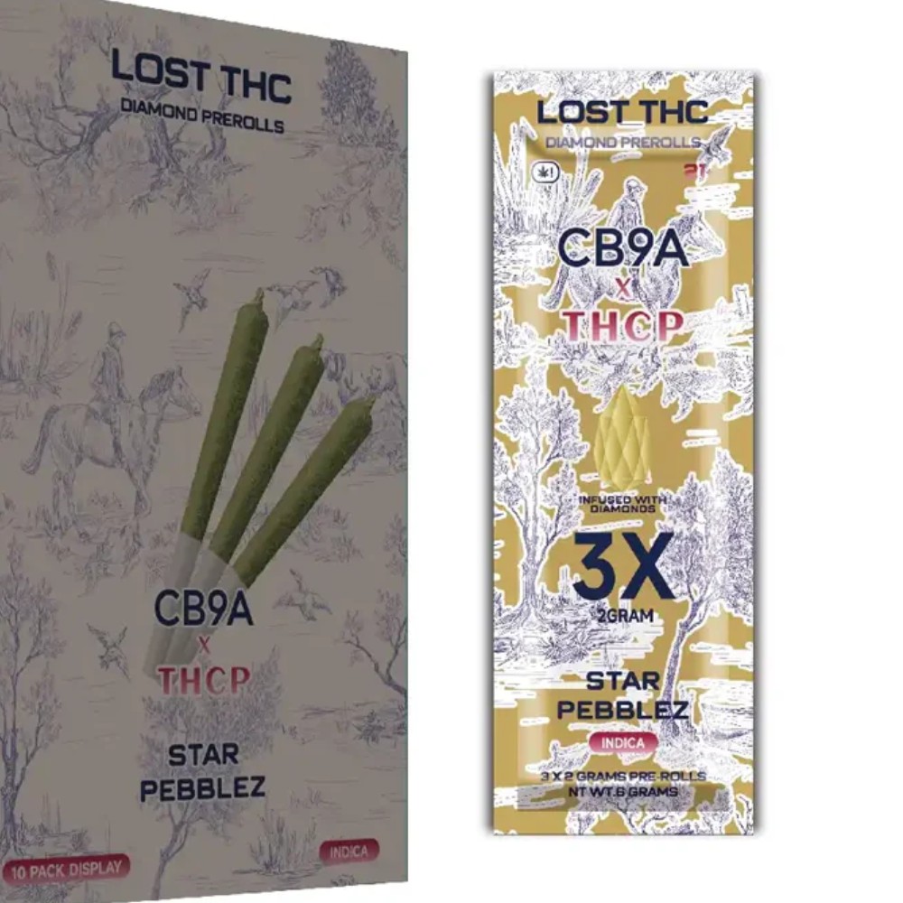 Lost THC Diamond Pre-Rolls CB9AxTHCP 3x3 gram Star Pebblez Indica — thc products at Marietta Vapes smoke shop in Marietta, GA