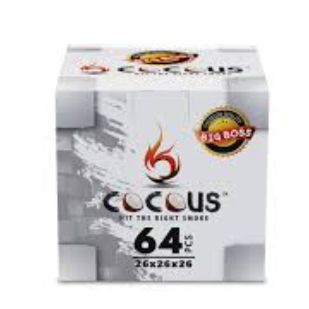 Big Boss Cocous 64pcs 26x26x26 100% Coconut Natural Shells — coals hookah accessories at Marietta Vapes smoke shop in Marietta, GA