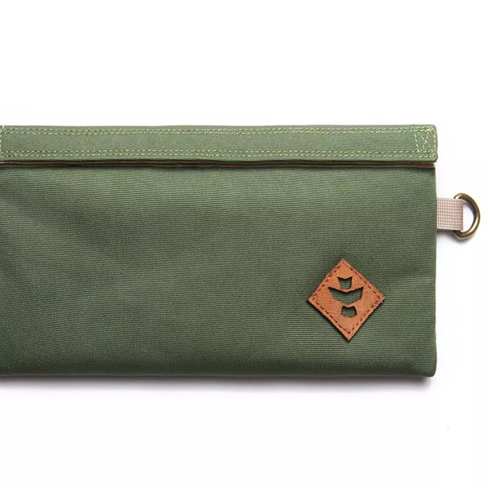 Revelry 11 by 6 Smell Proof and Water Resistant Bag Army Green Velcro "The Confiant" — bags accessories at Marietta Vapes smoke shop in Marietta, GA