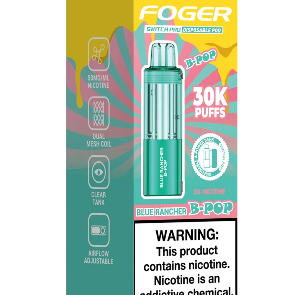 Foger Switch Pro Pod Only 30k Puffs 5% Nicotine Blue Rancher B-Pop — disposable vapes at Marietta Vapes smoke shop in Marietta, GA