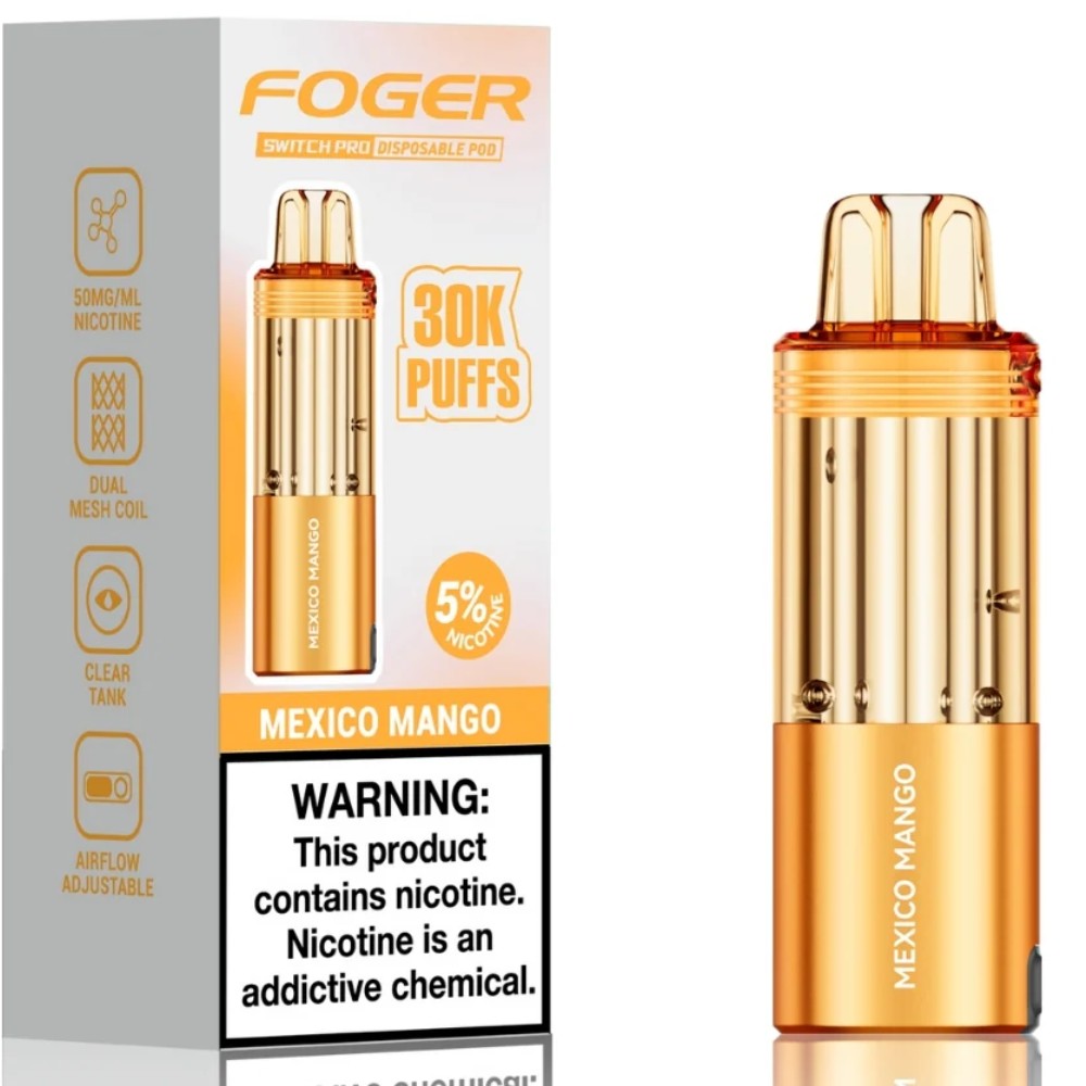 Foger Switch Pro Pod Only 30k Puffs 5% Nicotine Mexico Mango — disposable vapes at Marietta Vapes smoke shop in Marietta, GA