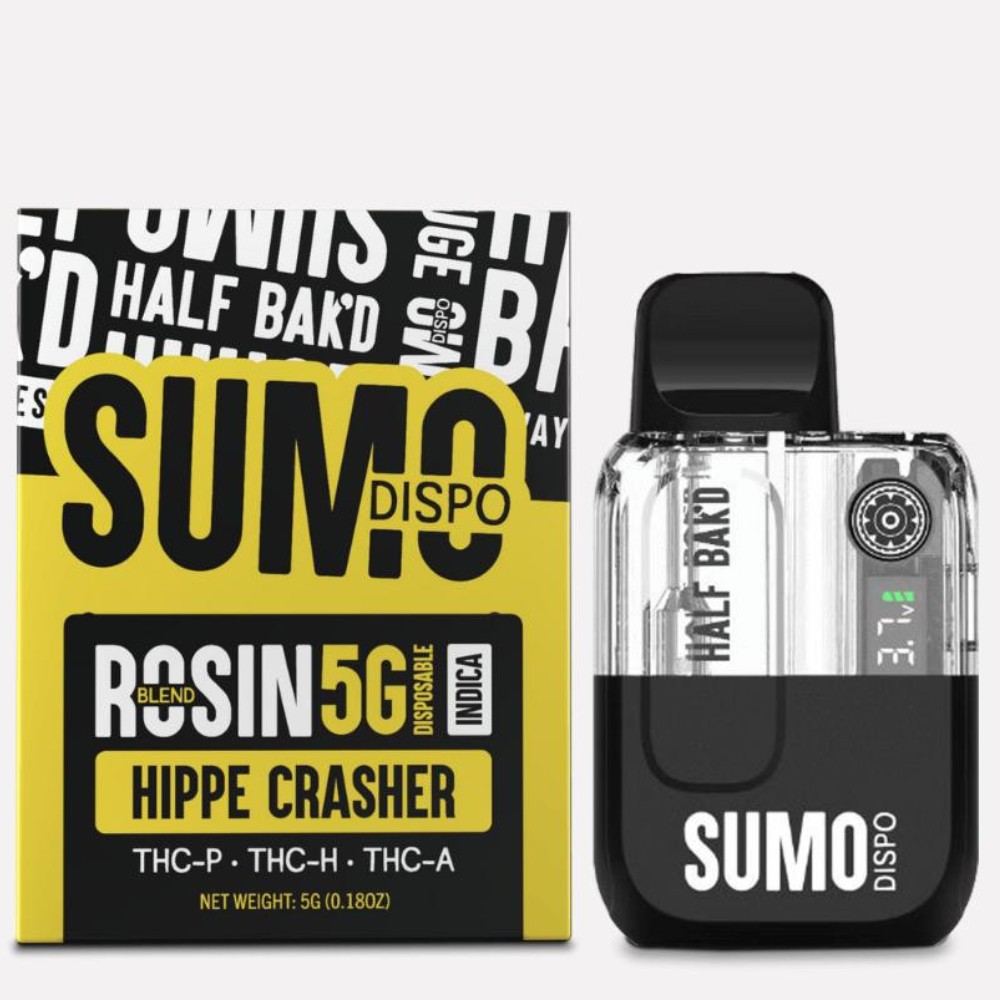 Half Bak'd Sumo DispoHybrid Rosin Blend 5G Indica Hippie Crasher THC-P THC-H and THC-Delta 8 — thc products at Marietta Vapes smoke shop in Marietta, GA