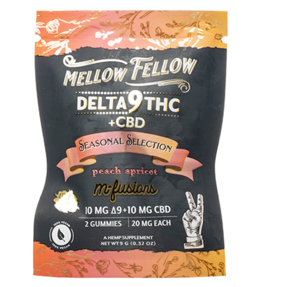 Mellow Fellow Delta 9+CBD 20mg each peach apricot — thc products at Marietta Vapes smoke shop in Marietta, GA