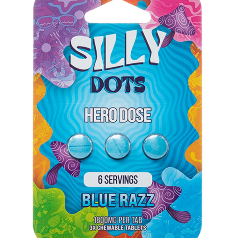 Silly Dots Hero Dose Blue Razz 1800mg 3x Chewable tabs — mushrooms at Marietta Vapes smoke shop in Marietta, GA