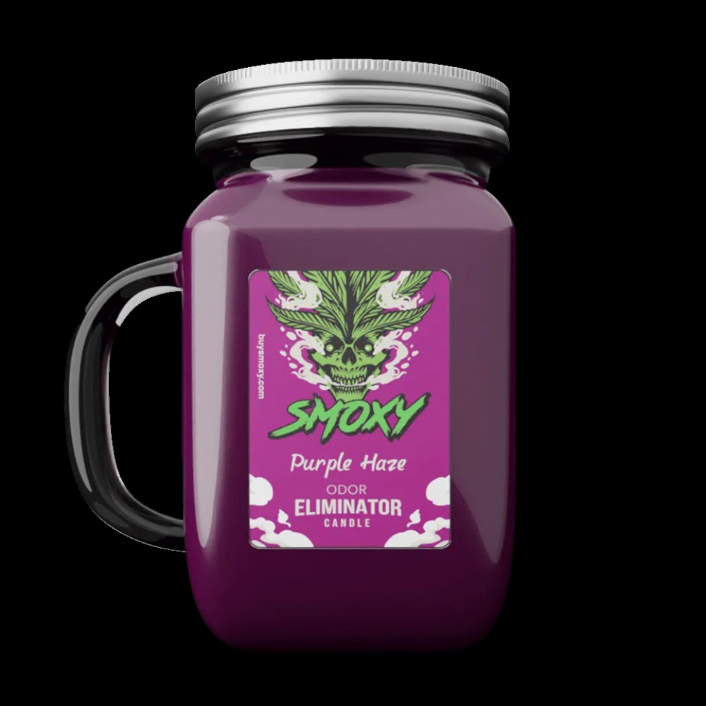 Smoxy purple Haze odor eliminator candle — smoke repellent at Marietta Vapes smoke shop in Marietta, GA
