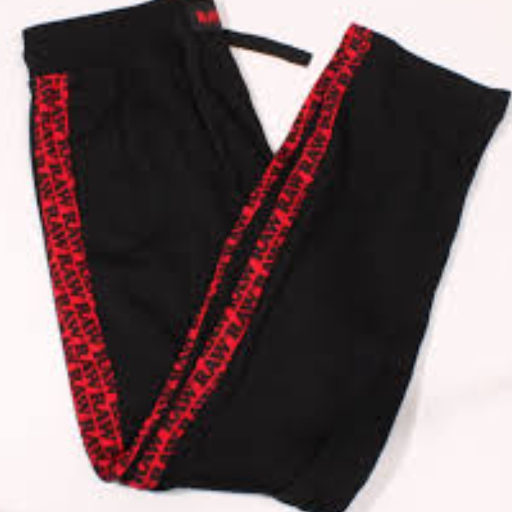 Raw Black and Red Stripe Sweatpants with Extra zipper Pocker Size Large — bags accessories at Marietta Vapes smoke shop in Marietta, GA