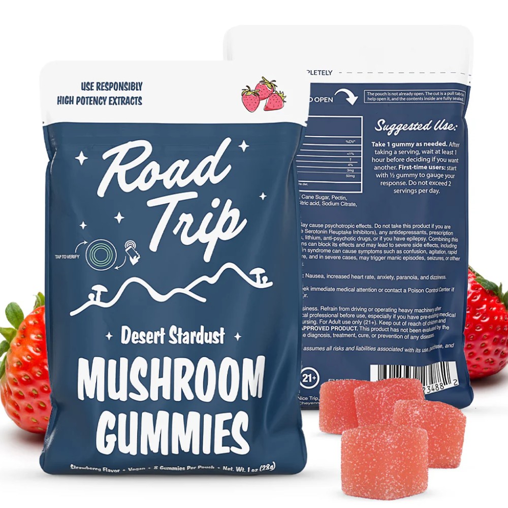 Road Trip Desert Stardust Strawberry flavor vegan — mushrooms at Marietta Vapes smoke shop in Marietta, GA