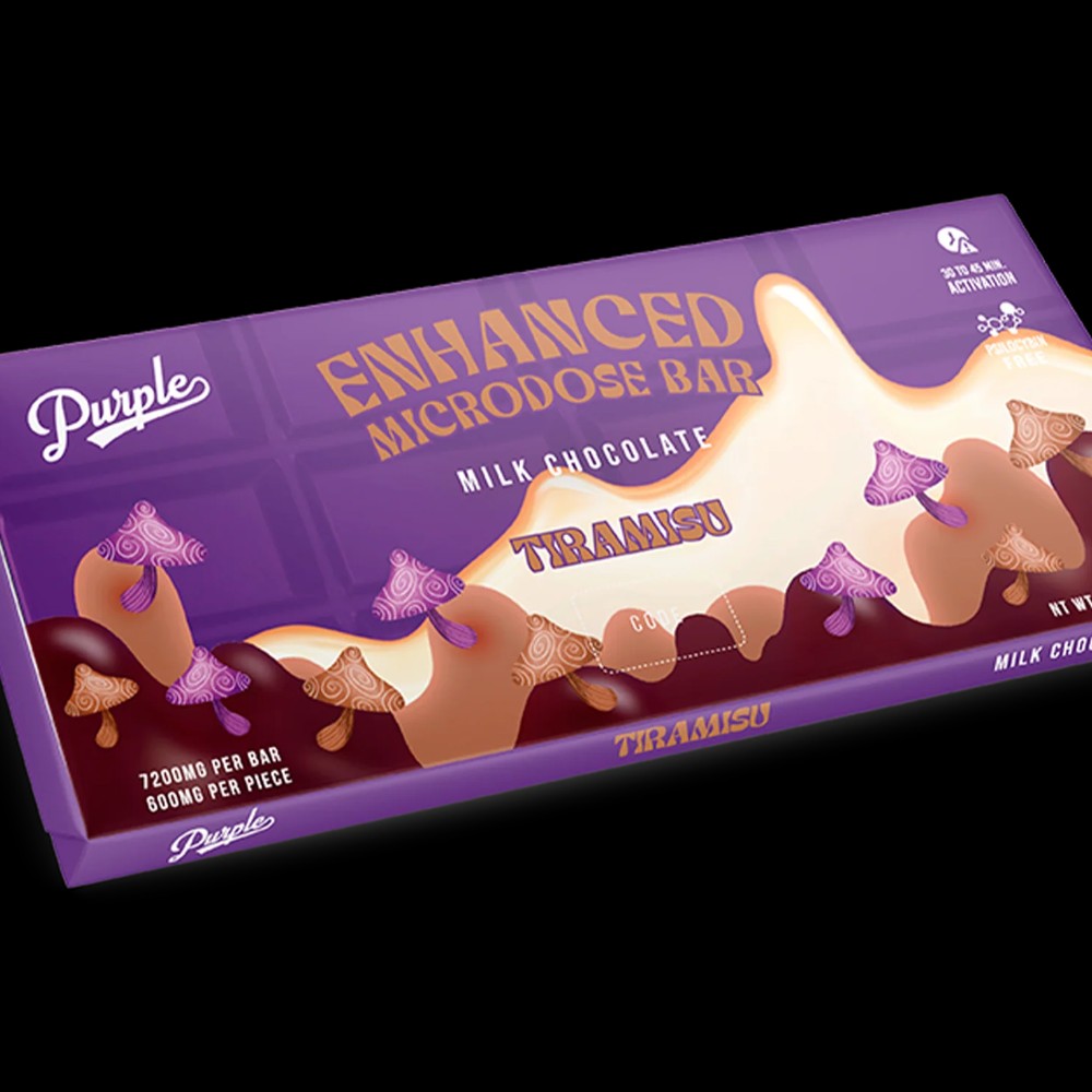 Purple Enhanced Microdose Bar Milk Chocolate Tiramisu 7200mg per Bar 600mg per Piece — mushrooms at Marietta Vapes smoke shop in Marietta, GA