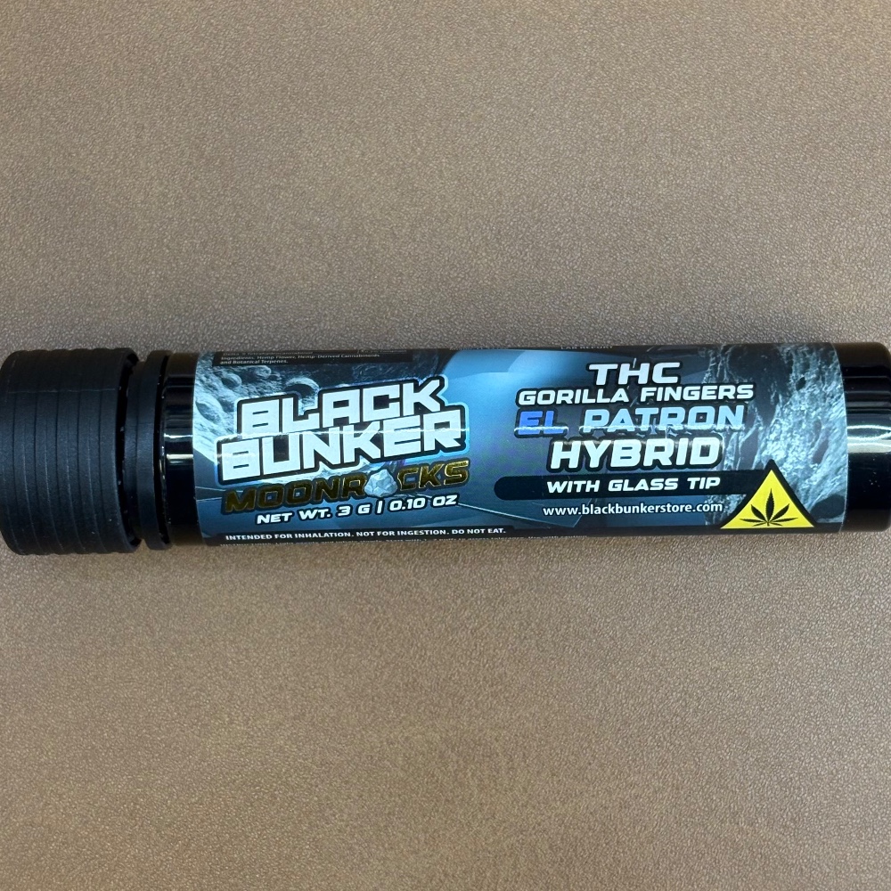 Black Bunker Moonrocks Gorilla Fingers El Patron Hybrid Glass Tip 3g THCp Pre Roll