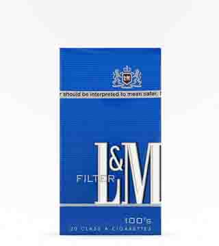 light blue pack of cigarettes Opened box isolated on white. Clipping path included. Ready for your design Stock Photo L and M Blue 100's